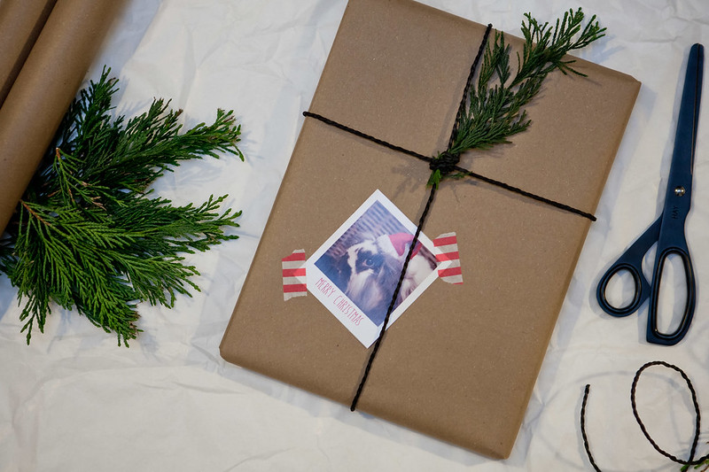 Větvičky a šišky na dárcích