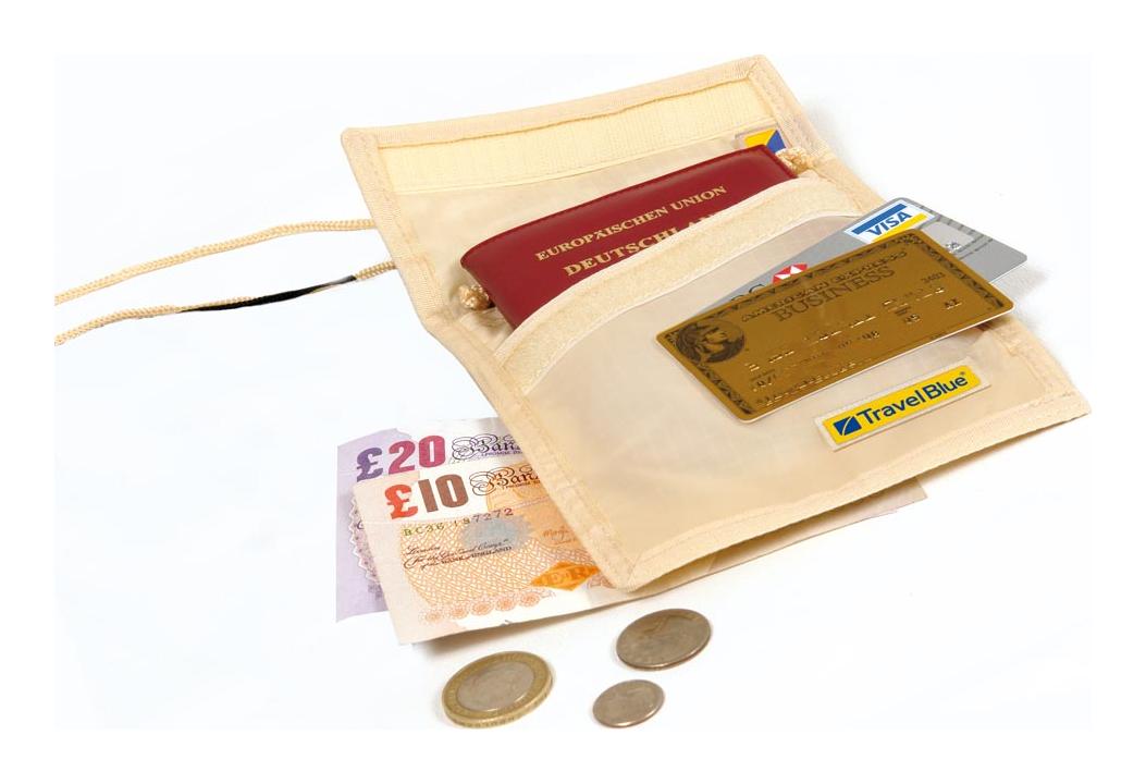 Travel Blue Neck Wallet Rfid Beige - Image 2