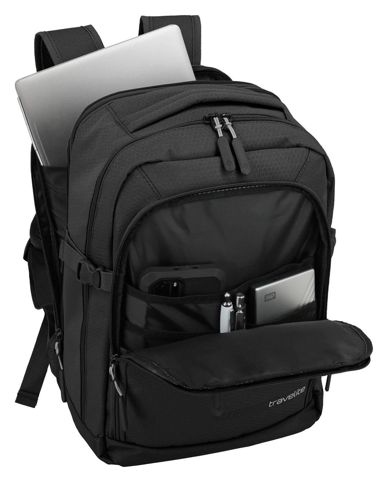Batoh do letadla 40x20x25 Travelite Kick Off Cabin Backpack Black (obrázek 4)