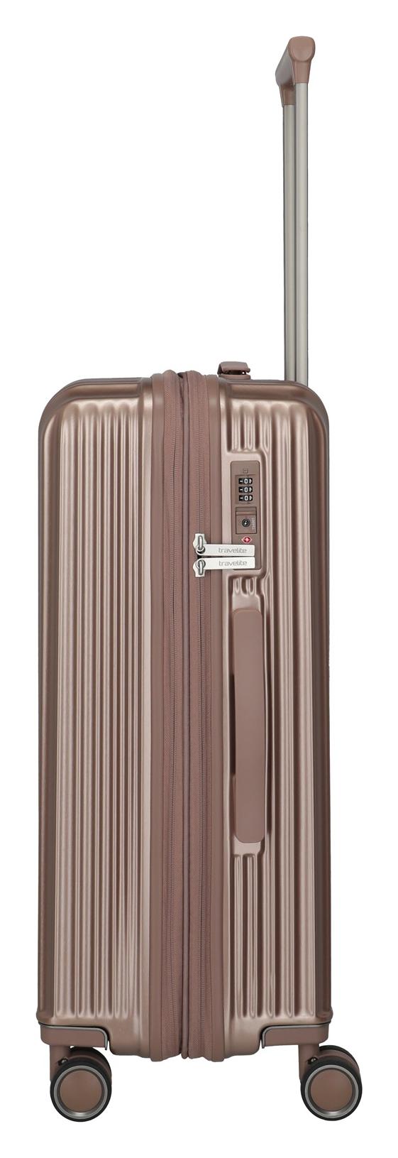 Střední skořepinový kufr na kolečkách Travelite Paros 4w M Cappuccino - Obrázek 3