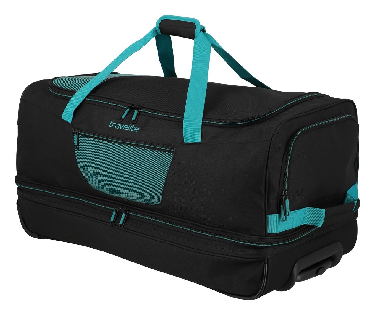 Travelite Basics Wheeled duffle L exp Black/petrol - Image 3