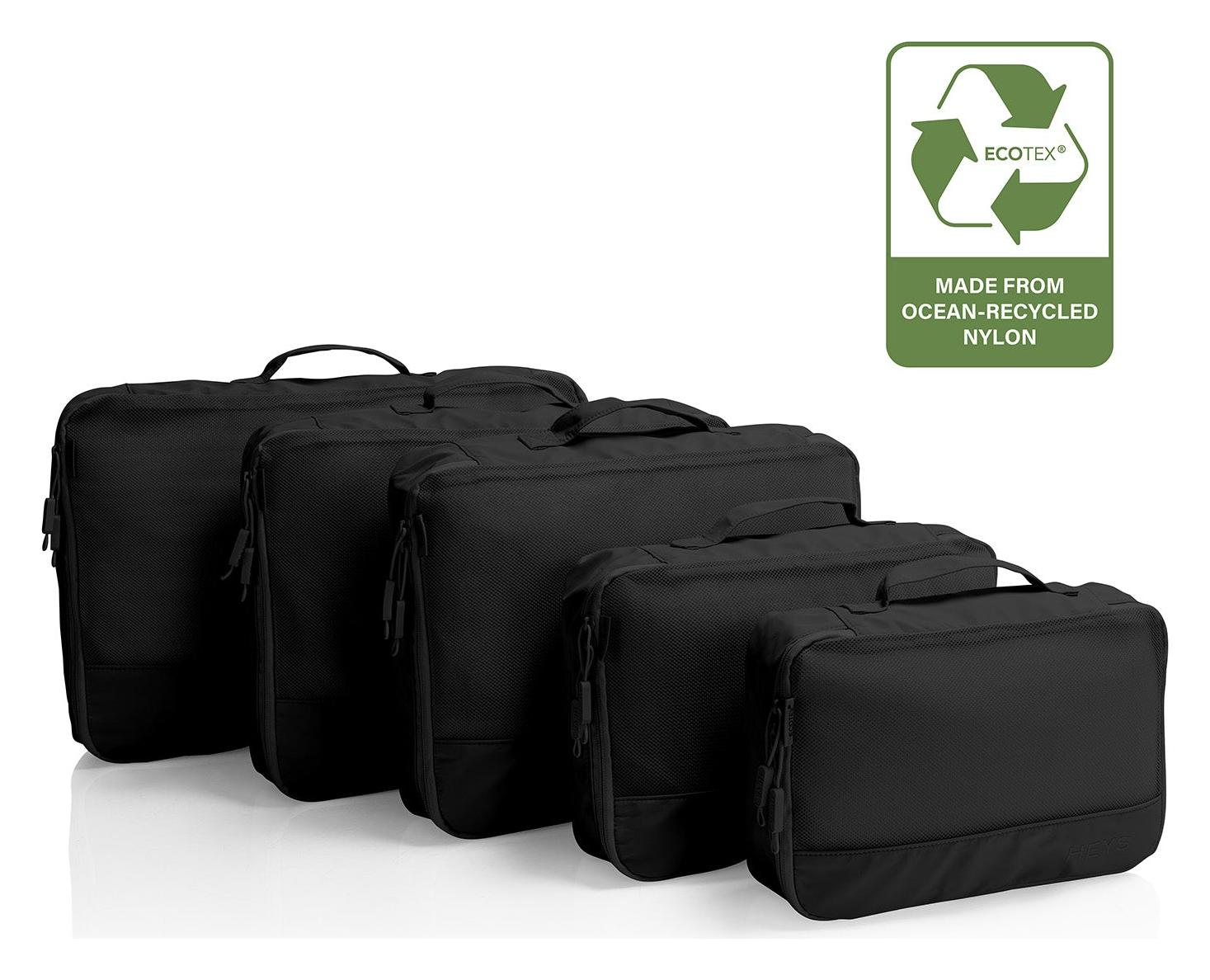 Cestovní organizéry Heys Ecotex Packing Cube 5 Pc Set Black Onyx