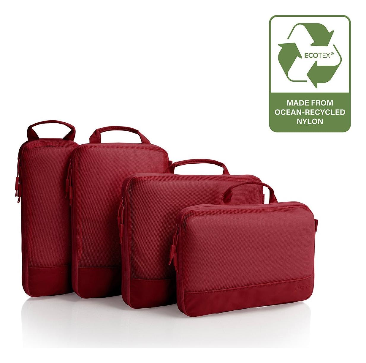 Cestovní organizéry Heys Ecotex Compression Packing Cube 4 Pc Set Red Maple