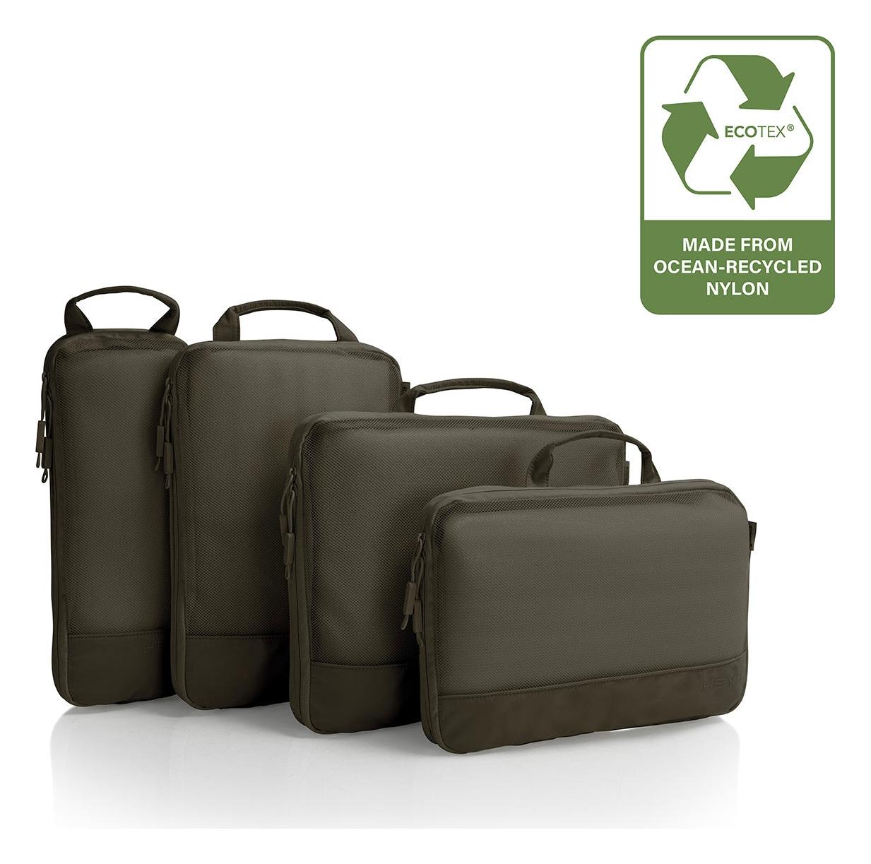 Cestovní organizéry Heys Ecotex Compression Packing Cube 4 Pc Set Green Moss