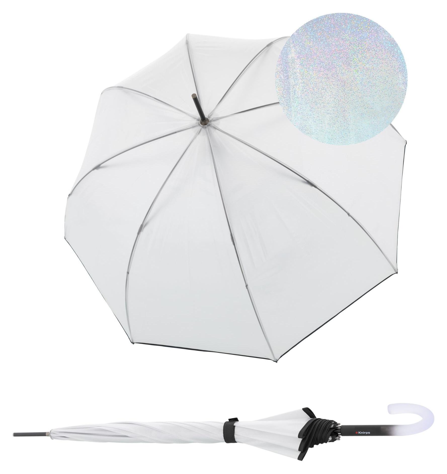 Průhledný deštník Knirps C.760 Stick Transparent Stardust Black