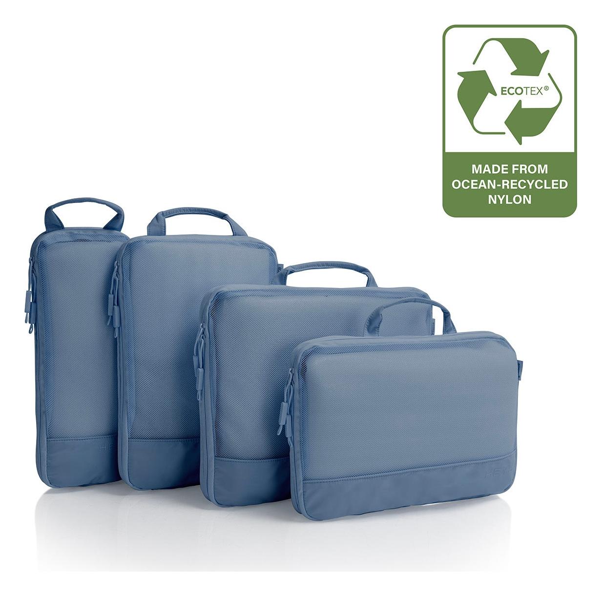 Cestovní organizéry Heys Ecotex Compression Packing Cube 4 Pc Set Blue Ocean
