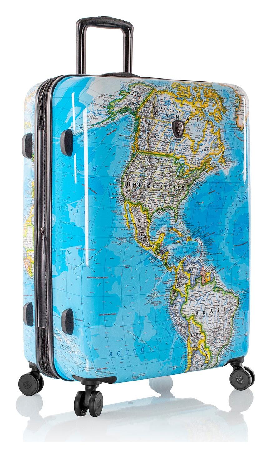 Velký skořepinový kufr na kolečkách Heys Journey 3G L Blue Map