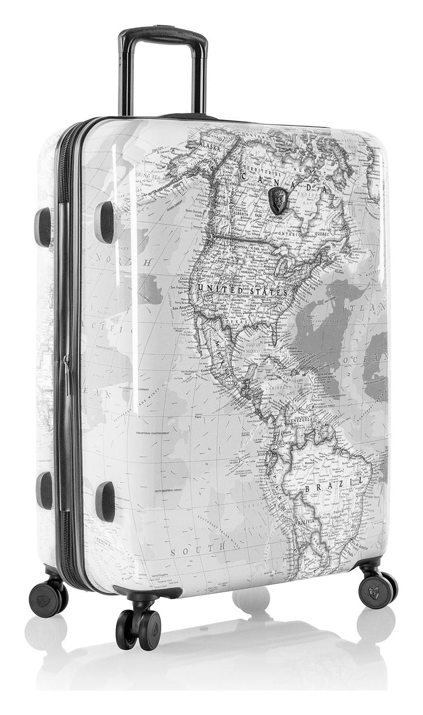 Velký skořepinový kufr na kolečkách Heys Journey 3G L Black/White Map