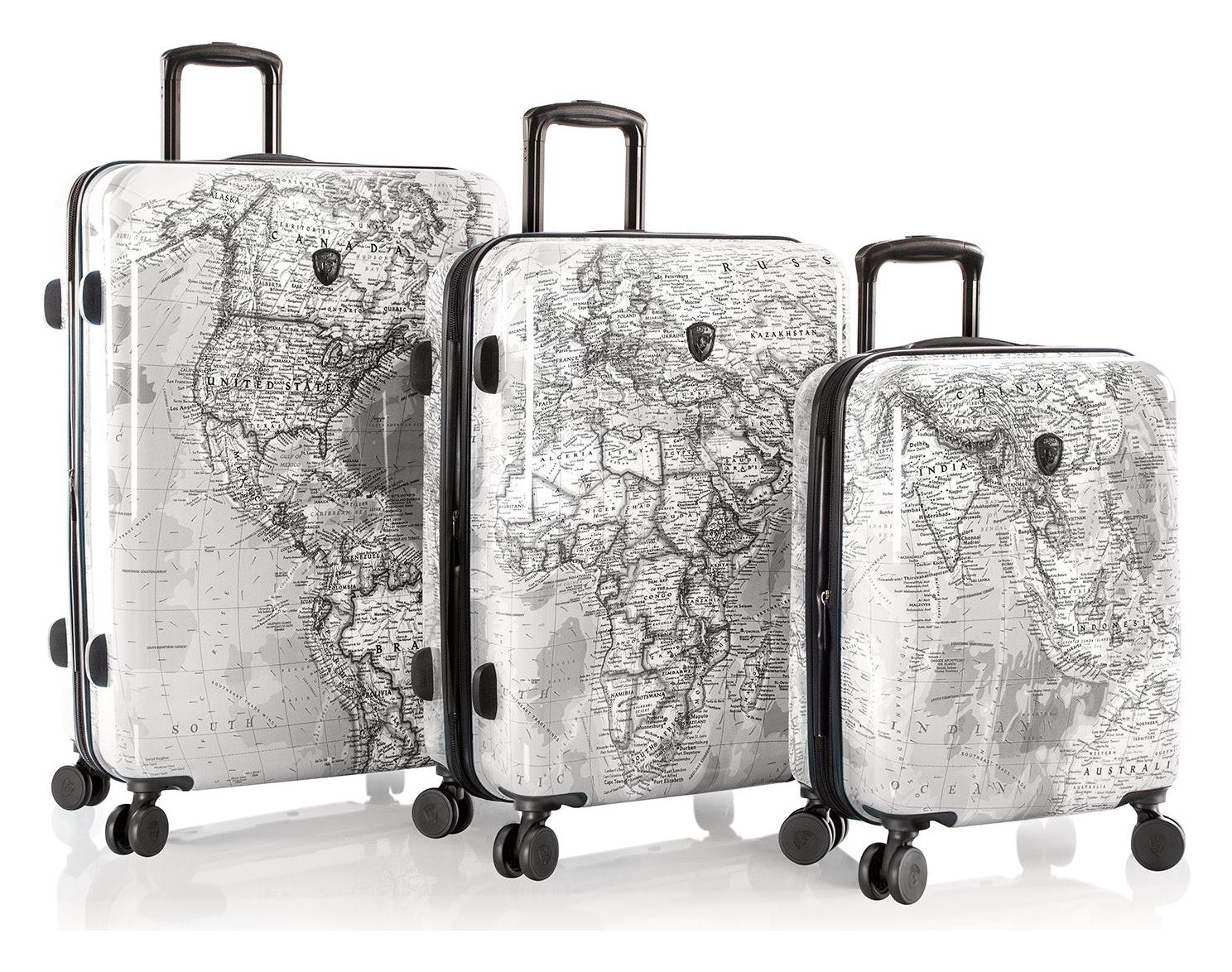 Sada cestovních kufrů Heys Journey 3G S,M,L Black/White Map