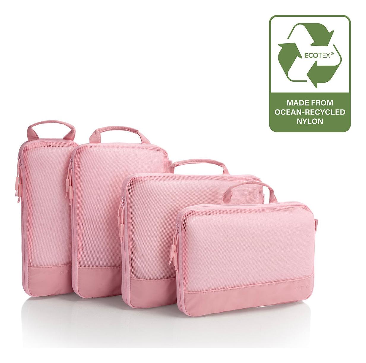 Cestovní organizéry Heys Ecotex Compression Packing Cube 4 Pc Set Pink Sand