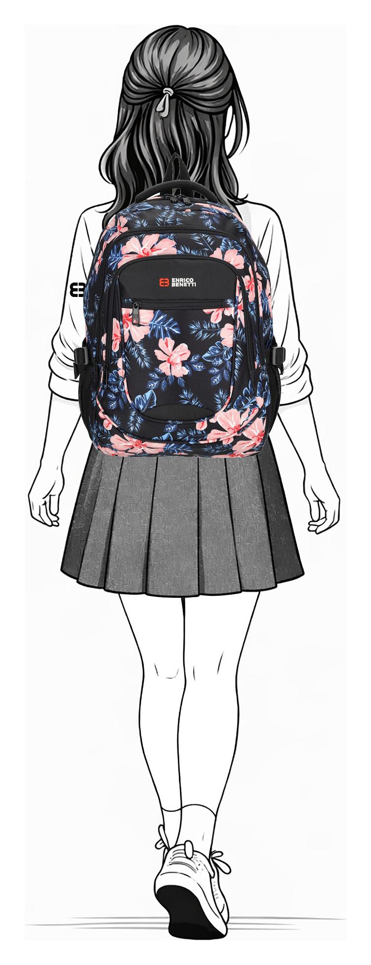 Batoh na notebook Enrico Benetti Santa Cruz 62038 Black Flower