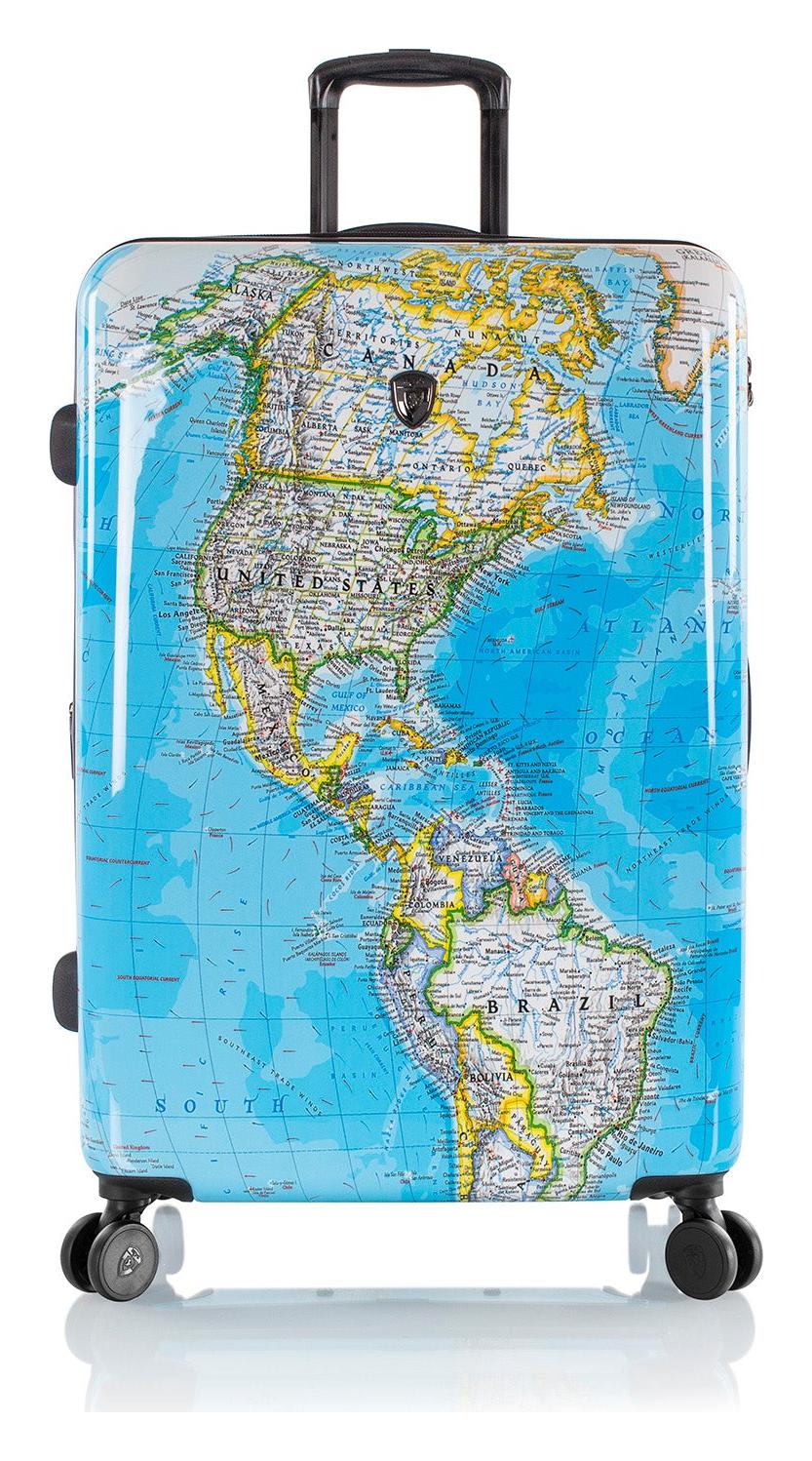 Velký skořepinový kufr na kolečkách Heys Journey 3G L Blue Map