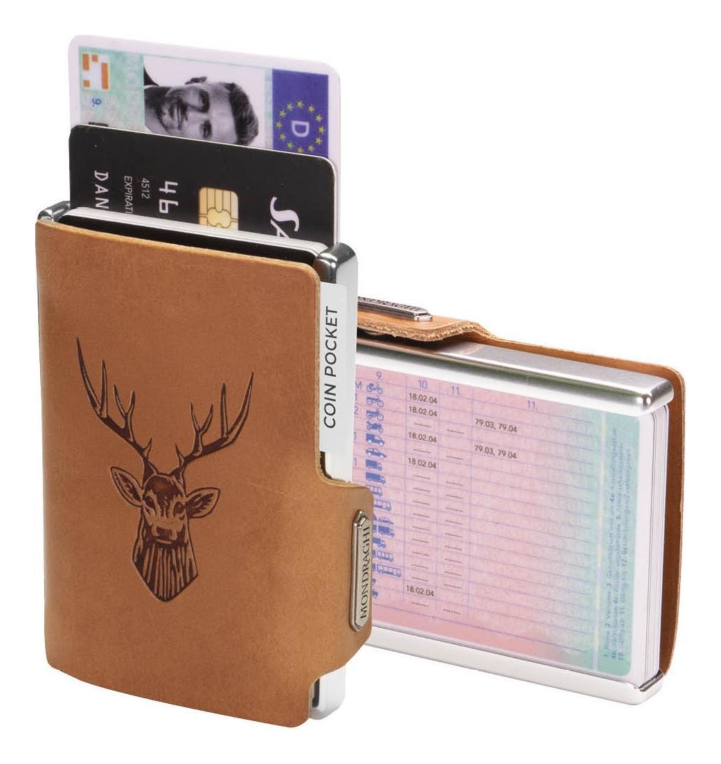 Kožená mini peněženka Mondraghi Silhouette Classic Deer Caramel