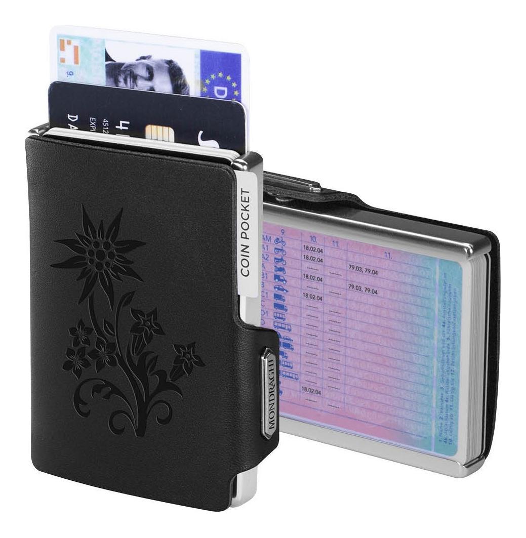 Kožená mini peněženka Mondraghi Silhouette Edelweiss Black