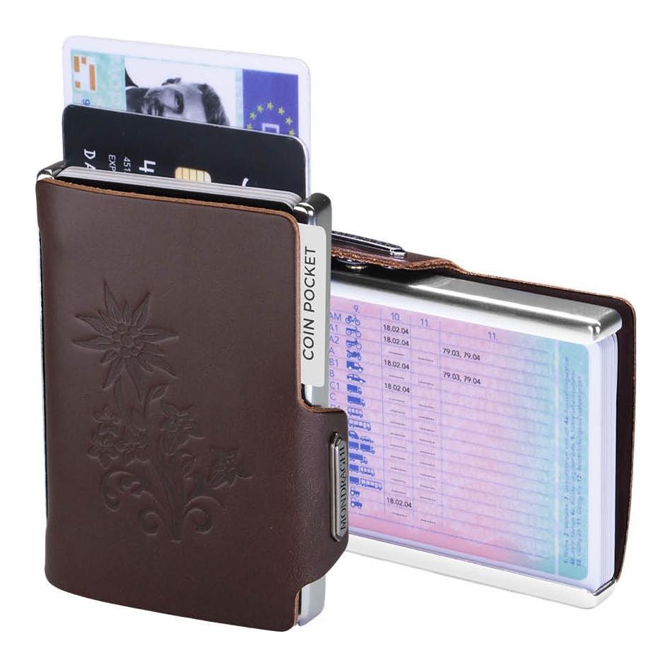 Kožená mini peněženka Mondraghi Silhouette Edelweiss Brown