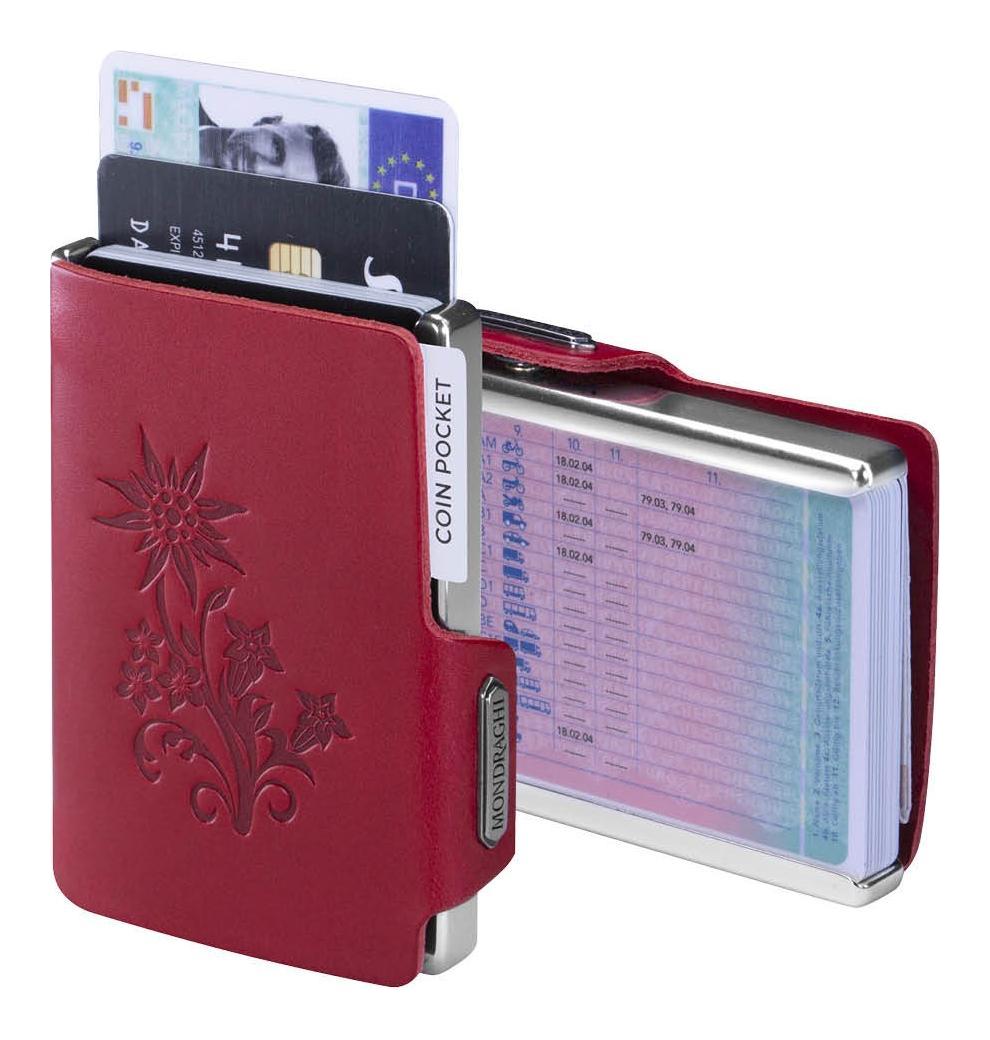 Kožená mini peněženka Mondraghi Silhouette Edelweiss Red