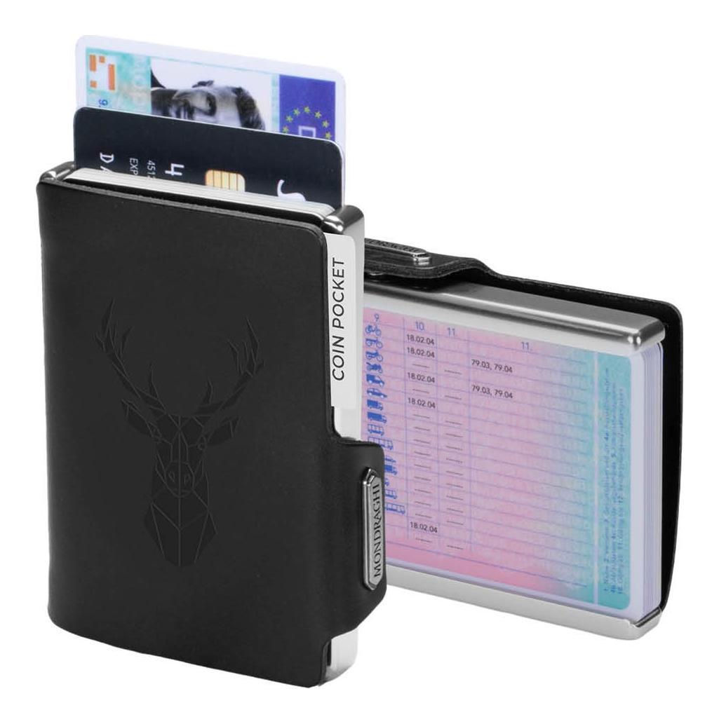 Kožená mini peněženka Mondraghi Silhouette Modern Deer Black