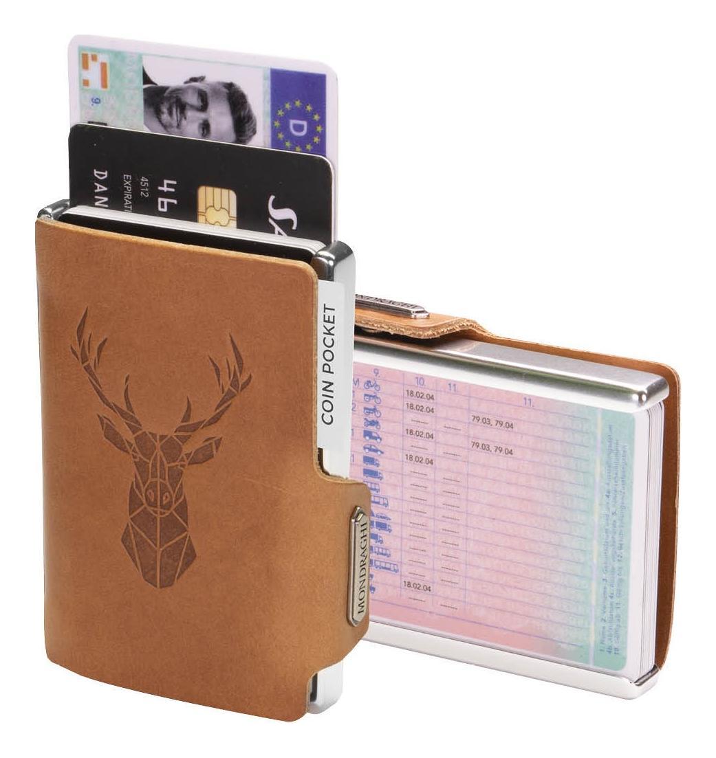 Kožená mini peněženka Mondraghi Silhouette Modern Deer Caramel