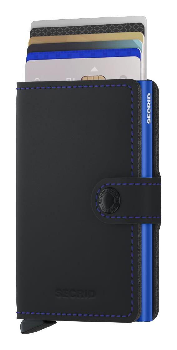 Kožená mini peněženka Secrid Miniwallet Matte Black & Blue