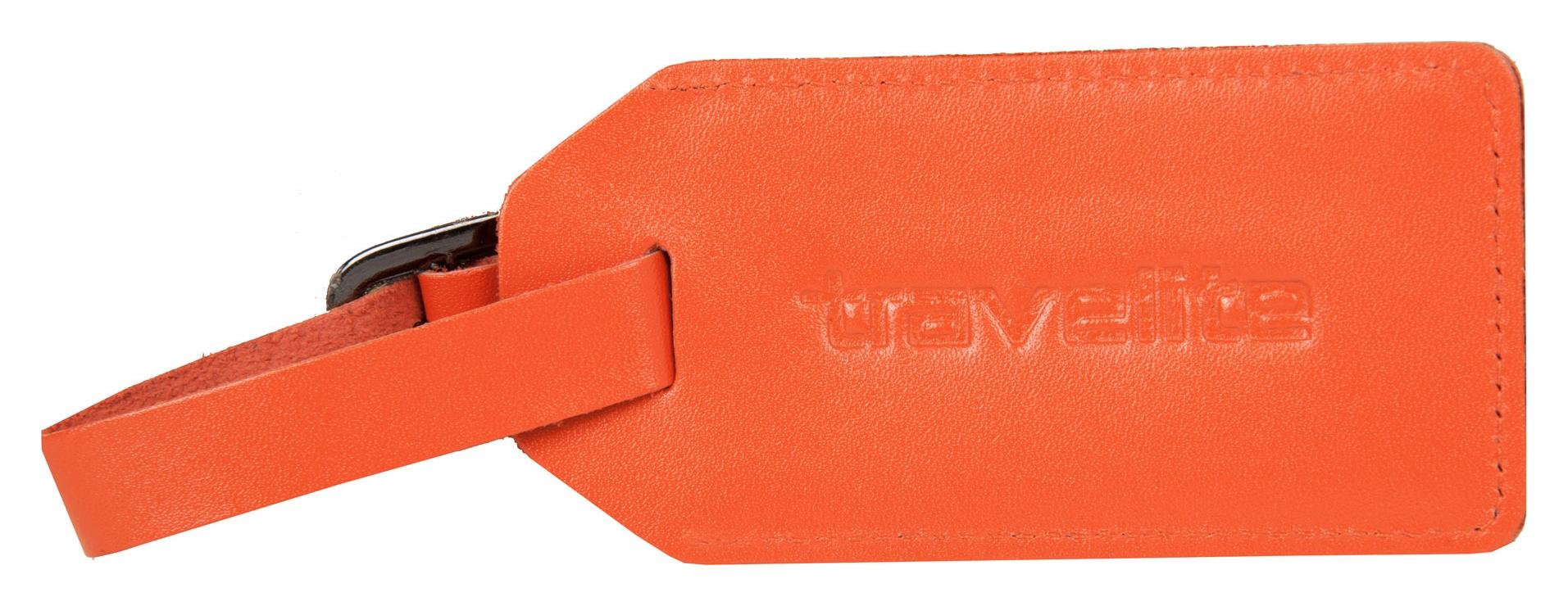 Travelite Luggage Tag Leather Orange - Image 2