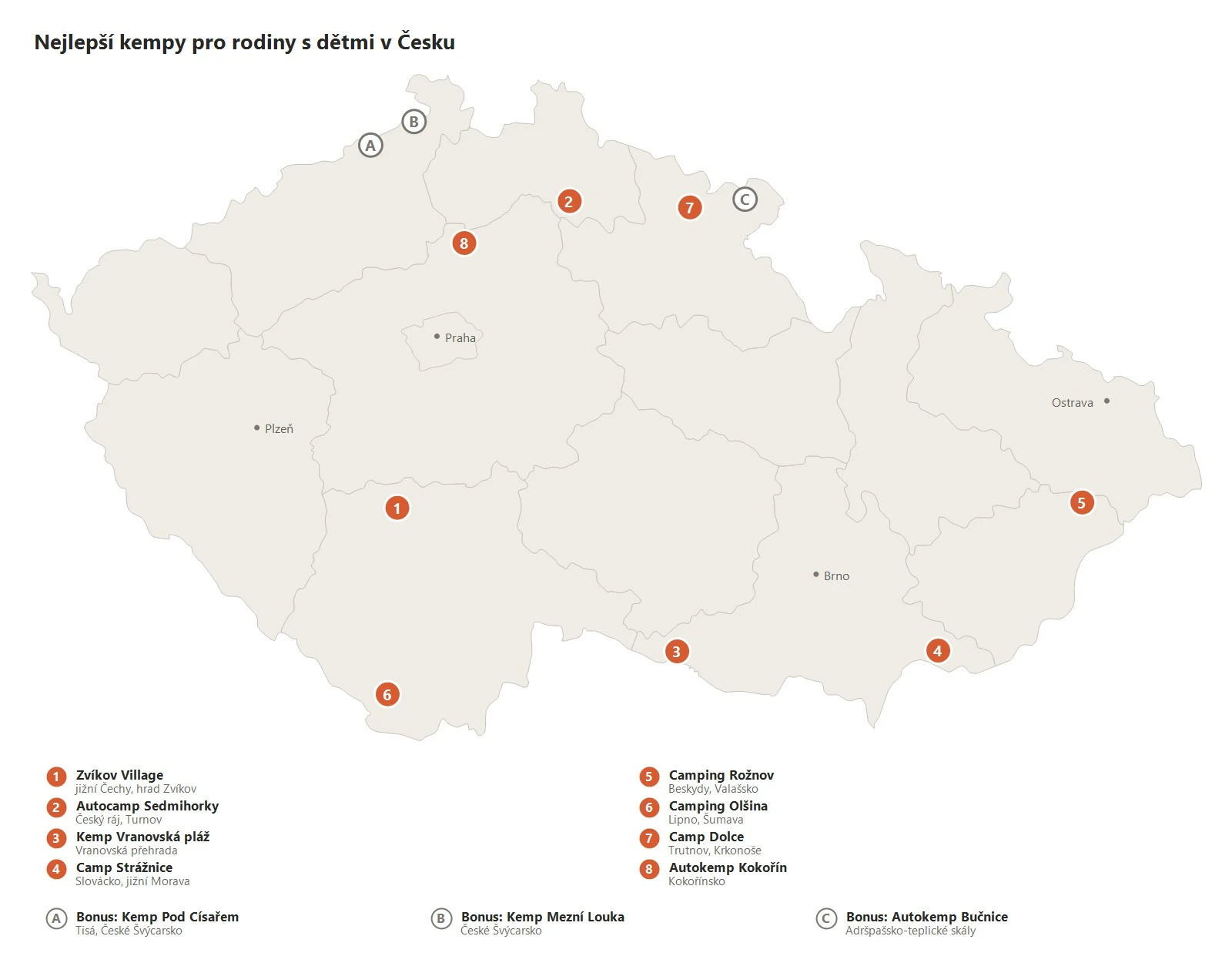 Orientační mapa kempů v článku