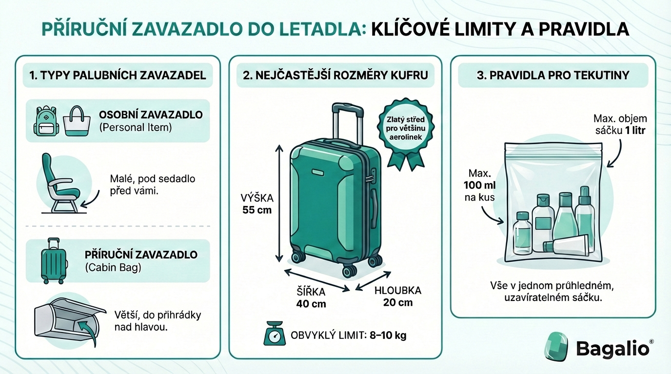 Infografika: Rozměry palubního zavazadla a jak ho vybrat