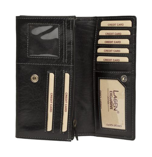 Lagen Dámská peněženka kožená 6011/T Černá